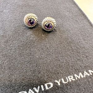 David Yurman stud cookie silver/gold/amethyst earrings